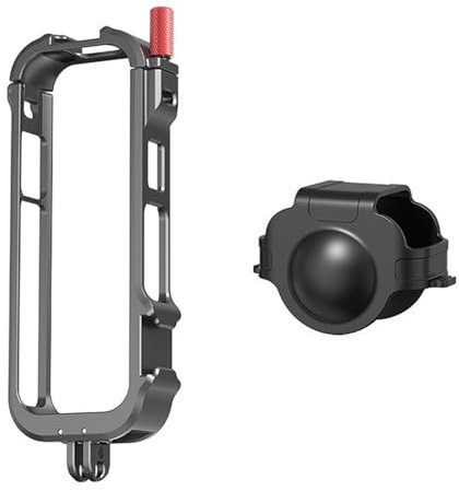 LICHIFIT Aluminium-Legierung Utility Frame Cage + Silikon Objektivschutz Abdeckung für Insta360 X4 Cold Shoe Metallblende Halterung Schutzhülle Rahmen Panorama-Action-Kamera-Zubehör