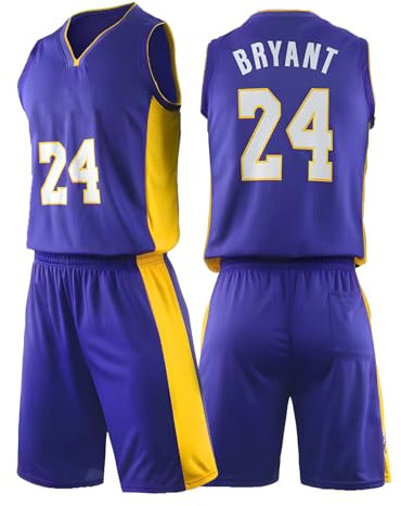 yumcute Erwachsene Basketball Jersey Nr.24 Basketball Trikot Anzug ÄRmellos Sportweste Und Shorts für Herren Damen Tägliches Training Wettkämpfe Basketball Trikot