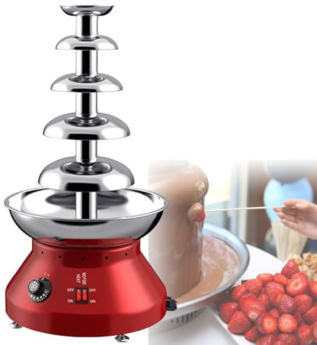 Fuentes de chocolate, fuente de chocolate eléctrica de 4/5 niveles, máquina de derretimiento de cascada de fondue de acero inoxidable para cocinar, uso comercial, hogar, bodas, cumpleaños,5Tiers