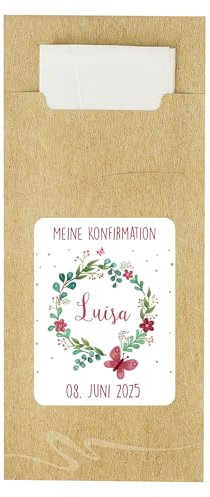 Striefchen® Besteckhüllen mit Serviette zur Taufe, Kommunion, Konfirmation (10 Stück) (Blumen)