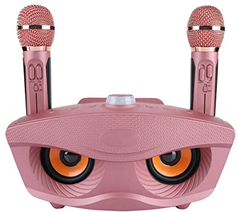 Portable Karaoke Home Karaoke Wireless Speaker Machine for Home 2 Microphones FM Radio Rose Gold
