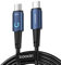 toocki Cable USB C 100W, Nylon 5A Cable Tipo C Carga Rapida de Alta Corriente con Luz LED Crescente, para iPhone 16 15 Pro Plus Max/iPad/Galaxy S23 S22 / Airpods/Pixel, 2 m - azul