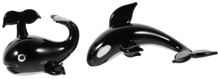 QUMIIRITY 2st Kristall-wal-Ornament Miniatur-meerestiere Zum Basteln Meerestier-skulptur-Statue Kleine Meerestiere Kreative Hoteldekoration Winzige Walfiguren Miniaturdekoration Glas Black