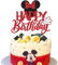 SYKYCTCY 1 Pack Mouse Happy Birthday Cake Toppers Glitter White Gloves Bow Mouse Inspired Birthday Cake Pick for Baby Shower Kids Birthday Party Cake Decorations Supplies Black Red
