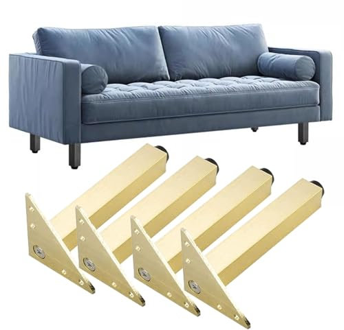Pieds pour Meubles Triangulaires Pieds De Canapés Lot De 4 Aluminium Pied De Table Basse Hauteur 6/8/10/12/15 Cm pour Tables Canapés Meubles TV Chaises Remplacement Pieds(Gold,15cm)