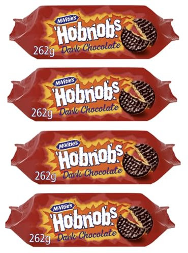 McVitie's Hobnobs Dark Chocolate Biscuits The Oaty One 262g (4 Pack) | By NAEM