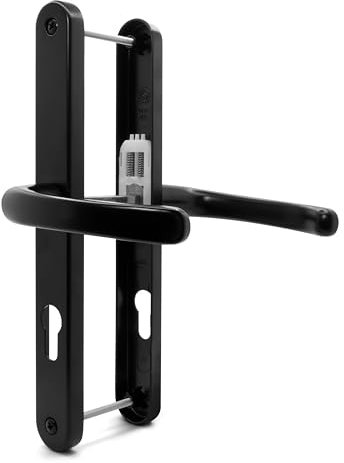 TSS UPVC Door Handles Set - Lever/Lever - 70mm PZ (Centres) - 240mm Screw to Screw - Backplate 270mm X 32mm - UPVC Door Handle - Replacement UPVC Door Handles - PVC Door Handle (Black)