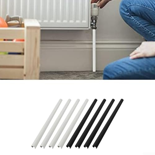 4 Pack Radiator Pipe Sleeves 15mm, 20CM/30CM/50CM PVC Pipe Covers | Black / White Radiator Pipe Casing, Split Pipe Sleeves, Adjustable Length Radiator Cover, Water Heater Decoration Cover