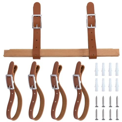 DELORIGIN 2Sets Verstellbare Leder Aufhängegurte Waffenständer leder haken Mit Schrauben Und Spreizbolzen Lederriemen gardinenstangenhalter leder wandhaken Für Waffenaxt Wandhalterungen Vorhanghalter