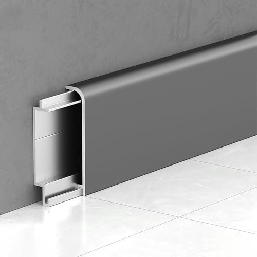 Raouoae Plinthes En Aluminium Élégantes 125cm - Lot De 4 | Idéales Pour Salle De Bain, Garage Et Bureau | Solutions Modernes Et Sécurisées Pour Décoration Intérieure | Parfaites Pour Restaurants Et Pi