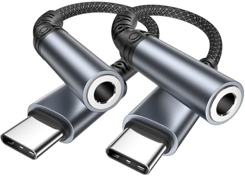 Adaptador USB C a Jack 3.5 mm, 2 Pack Adaptador Jack a USB C Adaptador Auriculares Cascos Tipo C para iPhone 16 Pro Max/16 Plus/16e/15 Pro Max/15 Plus, iPad, Samsung S25/S24/S23/S22/S21, Huawei, Pixel