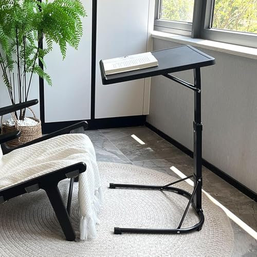 Table d'appoint Pliante Table Pliante Portable, Table Pliante pour Ordinateur Portable, Table réglable en Hauteur pour Chambre, Salon, Lit - Pliante - Réglable en Hauteur(43 * 43 * 69cm Noir)