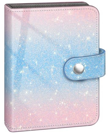 Fintie Mini Fotoalbum für 2x3 Zoll Filme - 52 Taschen kleine Alben für Fujifilm Instax Mini Sofortbildkamera/Polaroid Hi-Print Bilder, Kpop Fotokartenhalter Binder, (Glitzerndes Blau/Rosa)