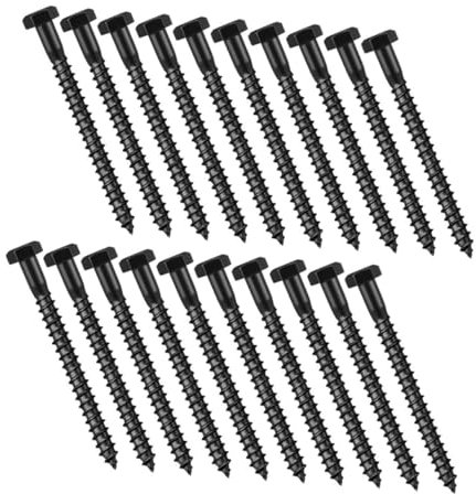 WATIIFUFU 20stücke Kopfschrauben Aus Kohlenstoffstahl Lang Mit Sechskantkopf Schwarz Für Holzdecks Und Außenanwendungen Hochwertige Zugbolzen Für Befestigungsaufgaben