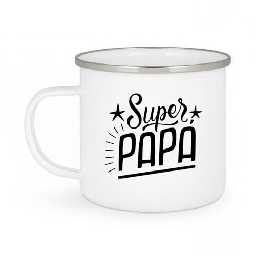 Mug Émaillé Super Papa – Tasse Rétro en Métal Émaillé – Cadeau Original Fête des Pères – Mug Léger et Solide pour Papa – Idée Cadeau Humour Papa