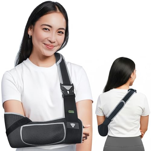 Arm Sling Shoulder Immobilizer for Men and Women - Shoulder Injury – Breathable Mesh with Thumb Loop, Padded Strap & Phone Pocket – Adjustable Support for Rotator Cuff, Dislocation, Fracture, Post-Surgery (Breathable Mesh, Medium/Large)