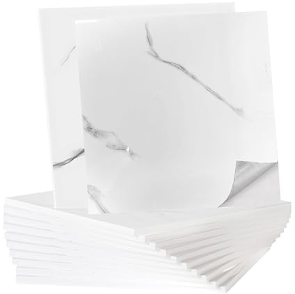 12 Stück Wandfliesen Selbstklebend Küche, 30X30CM Fliesenaufkleber Marmor Weiß, Schneidbar DIY, Wasserdicht Ölfest Stickerfliesen Deko Selbstklebende Fliesen für Küche Badezimmer Wohnzimmer