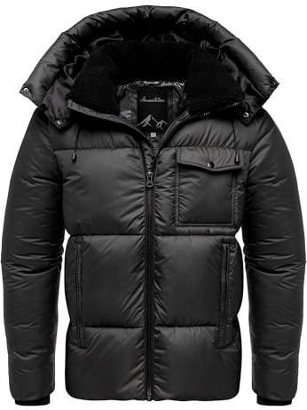 Amaci&Sons Herren Gefütterte Dicke Winter Jacke für Männer mit Kapuze 9121