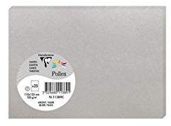 Clairefontaine 11389C - Packung mit 25 Karten Pollen Format C6 11x15,5cm, 210g, ideal für Ihre Korrespondenz und Einladungen, Silber, 1 Pack