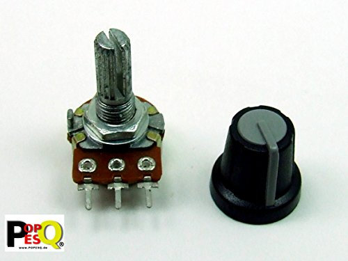 POPESQ® - Potentiometer 500 KOhm POTI 500K Drehpotentiometer Linear MIT Kappe Knopf Button #A1746