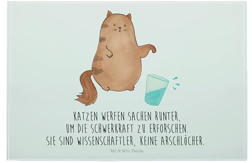 Mr. & Mrs. Panda Medium Glas Schneidbrett Katze Wasserglas - Geschenk, Cats, Katzenfreund, Katzenmotiv, Glasschneidebrett Für Gemüse, Kater,