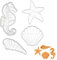 4er Set Muscheln Ausstechformen (Formen: Muschel, Korkenzieher, Seestern und Seepferdchen), 4 Teile, Bakerlogy