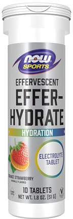 NOW Foods Sports Nutrition, Effervescent Effer-Hydrate, Electrolyte Supplement, Recovery*, Orange Strawberry, 10 Tablets