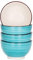 vancasso Bella Lot de 4 bols à céréales turquoise, bol de bélier peint à la main au look rustique, grand bol de service en grès de 13,9 cm, bol à soupe pour mélange/fruits/nouilles, capacité de 750 ml