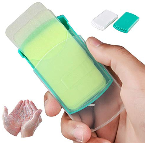 HongyiTime 2 Boxs (100 Sheets) Hand Washing Soap Sheets for Outdoor Travel,Portable Camping Hand Soap,Hiking Washing Hand Bath Paper Soap for Travel,BBQ,Party,School,Girls