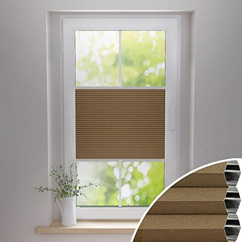 Gardinen21 Thermo Wabenplissee zum Kleben | Waben Plissee im Wunschmaß | Maßgefertigt für Türen & Fenster | Sonnenschutz, Sichtschutz, Schallschutz, 100% Verdunkelung