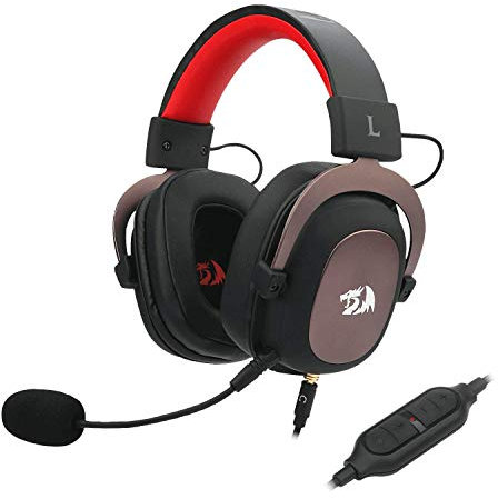 Redragon H510 Zeus 2 - Auriculares Headset cómodos para Gaming - Audio de Alta Definición + Potentes Bajos - Cascos con Micrófono para PC, Móvil, PS4 - Sonido 7.1 + Software descargable