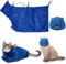 Weewooday 2 Stücke Katze Pflege Waschen Mesh Tashce Katze Maulkorb Atmungsaktiver Mesh Maulkorb Verstellbare Kätzchen Kratzfeste Katzen Rückhaltetasche Feste Tasche Katzen Badtasche (Blau)