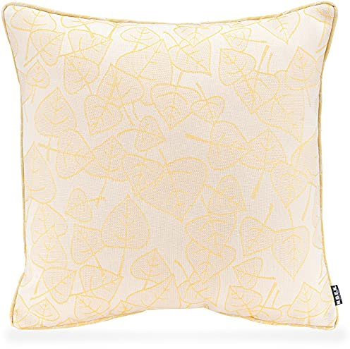 H.O.C.K. Nala Outdoor Kissen Dekokissen Blatt-Motiv mit Keder 50x50cm (50x50cm, Gelb)