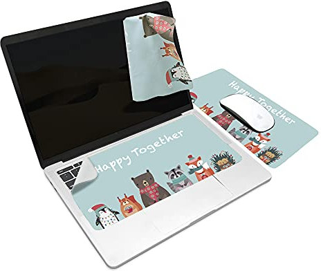 SenseAGE x ekax Microfasertuch Tastaturschutz mit attraktiv Bilder für 13 Zoll Laptop MacBook | 3 in 1 Mauspad, Bildschirmreiniger, Display-, Tastaturabdeckung | Notebook Schutztuch, Happy Together