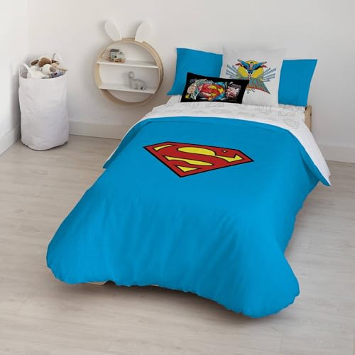 Belum Superman Bettbezug mit Knöpfen, 100% Baumwolle, für 105 cm breite Betten (180 x 240 cm), Bunt