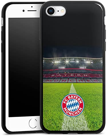 Slim Case extra dünn kompatibel mit Apple iPhone 8 Silikon Handyhülle schwarz Hülle FC Bayern München Stadion FCB