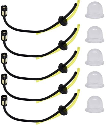 5 Pcs Strimmer Fuel Pipe, Universal Hose Grass Trimmer Line for Lawnmower Strimmer Brush Cutter Garden Machine Fitting Chainsaw Replacement Parts