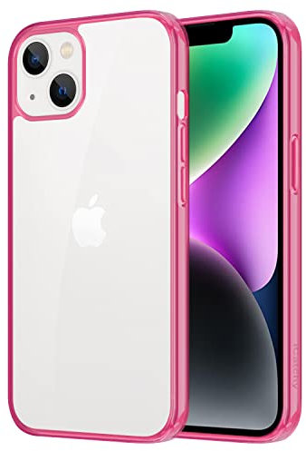 iCatchy for iPhone 14 Case 6.1-Inch, Shockproof Bumper Phone Cover, Anti-Yellowing Clear Back Compatible with iPhone 14 (Pink)