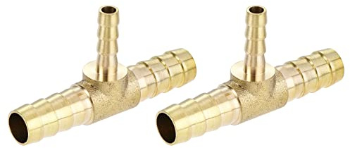 M METERXITY 2 Pack Widerhaken Schlauchanschlusss - 5/16x5/16x3/16 Messing Rohr Fitting Leitung Anschluss Anwendung für Wasser Kraftstoff (T Geformt 3 Weg)