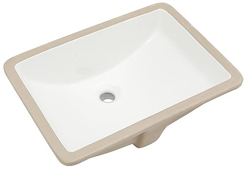 Sarlai Unterbau-Waschbecken – 52,1 x 36,8 cm rechteckiges weißes Keramikgefäß-Waschbecken mit Überlauf, modernes Waschtisch-Kunstbecken, Innenschüsselgröße 46,5 x 31,2 cm