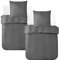 MR&HM Bettwäsche 135x200 4-teilig Baumwolle - Bettbezug-Set aus 100% Baumwolle in der Größe 135x200x2 Plus Zwei Kissenbezüge in 80x80 mit Reißverschluss, komfortable Bettwäsche, Hellgrau