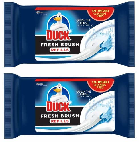 2X Duck Fresh Brush Refills (2 Packs, 24 Flushable Cleaning Pads)- Biodegradable- Duck Toilet Bowl Cleaner