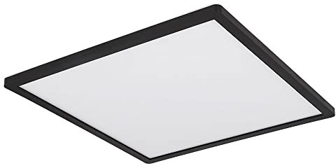 GLOBO Badezimmer Lampe LED Deckenleuchte Deckenlampe IP44 LED Panel, dimmbar 3 Stufen über Wandschalter, Backlight, schwarz, 24W 2300Lm warmweiß, LxH 42x2,5 cm