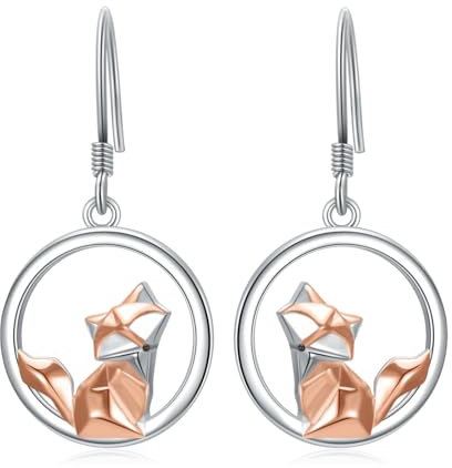Origami Fuchs Ohrringe 925 Sterling Silber Fuchs Ohrringe Hängend Fuchs Schmuck Geschenke für Damen Mädchen
