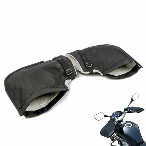 Qichenx Gants de Moto Hiver Manchons de Guidon étanche Doublure en Peluche Chaud Protège-Main Manchon Anti Vent Neige Gant pour Vélo Cyclisme Motoneiges (A)