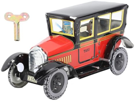 Rushbom Wind Up Toy Car, Taxicab Red Color Stylish Vintage Wind Up Clockwork Toy Car for Party Birthday