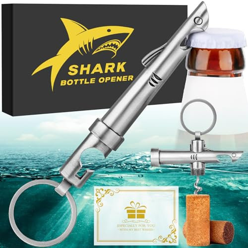 LKKCHER Décapsuleur Requin 2 en 1 - Porte-clés, Tire-bouchon, Décapsuleur de Bière - Cadeau pour Fête des Pères, Noël et Anniversaire