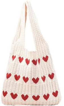 MXDHOKY Gestrickte Tasche, Achselhöhlen Hobo Tasche, Gestrickte Tote Bag, Für Arbeit Büro Reisen Einkaufen Schule und Alltag (A#Aprikose