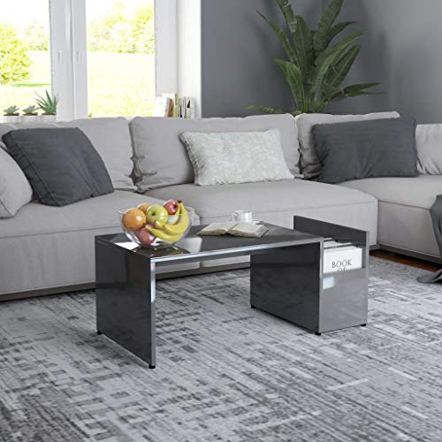 KTHLBRH Salontisch Wohnzimmertisch Sofatisch Wohnzimmerdeko Couchtisch Hochglanz-Grau 90x45x35 cm Holzwerkstoff für Wohnzimmer, Büro, Schlafzimmer