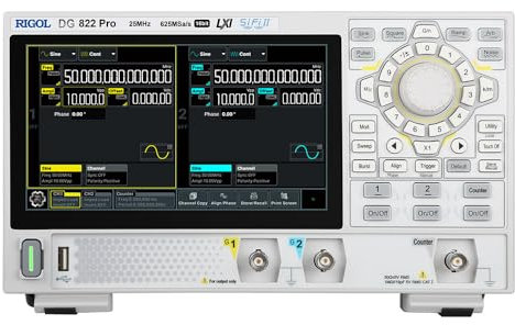 RIGOL Generatore di Segnale,DG822 Pro Generatore di Funzioni,25 MHz,2 Canale,Risoluzione a 16 bit,Schermo touchscreen HD da 7,Ultra-portatile,Perfetto per test sul campo e didattica in laboratorio